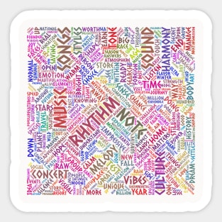 Melody Music Orchestra Silhouette Shape Text Word Cloud Sticker